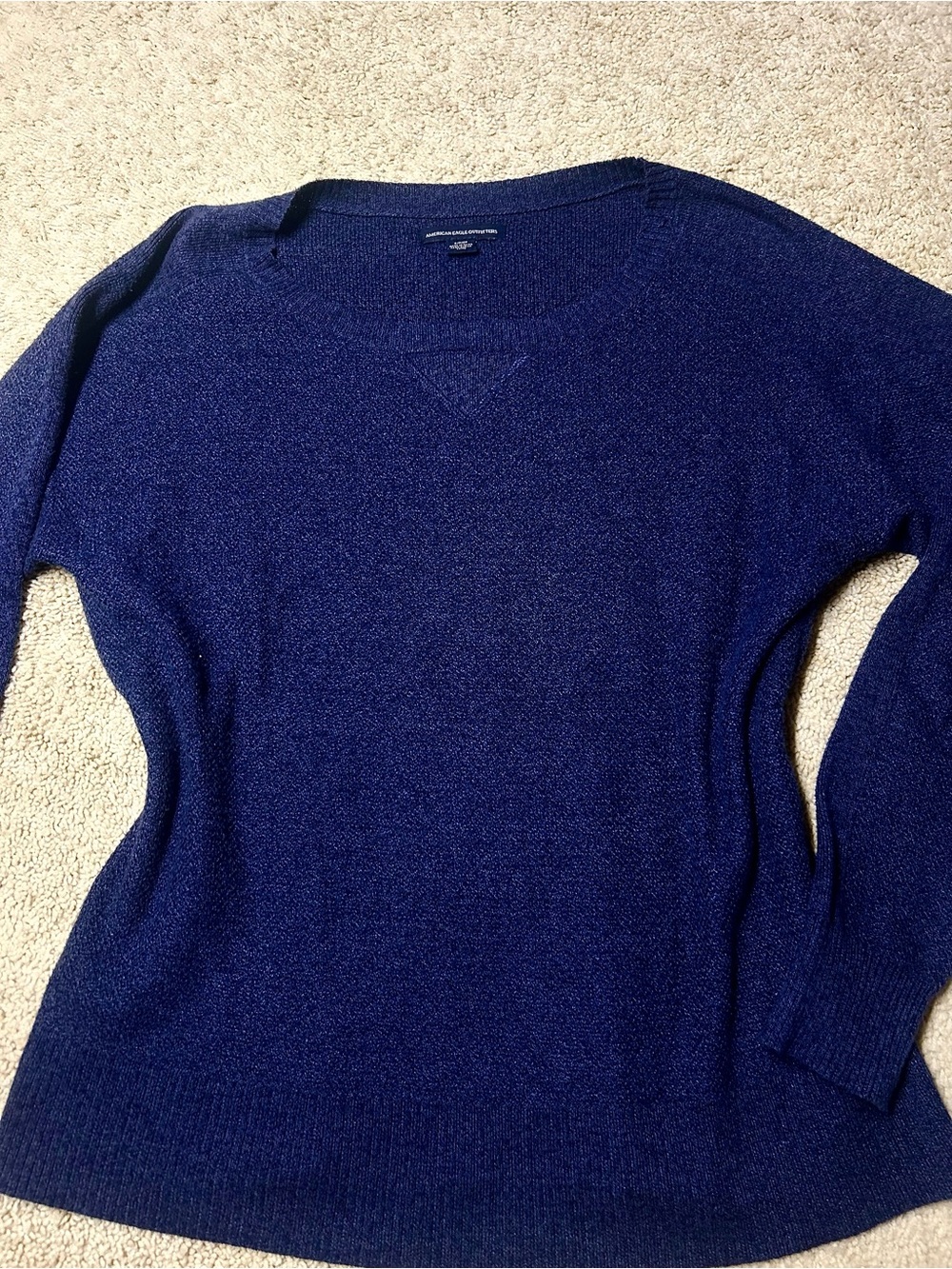 American Eagle Navy Blue Knit Crewneck Sweater – Size Small